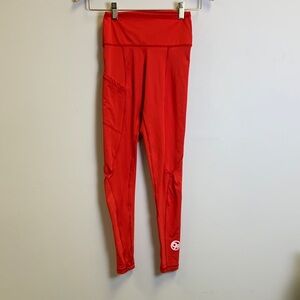 Bright Red Leggings with Logo